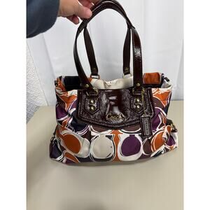 Vtg Coach Ashley Print Scarf Shoulder Bag Patent Leather cleaned and refreshed